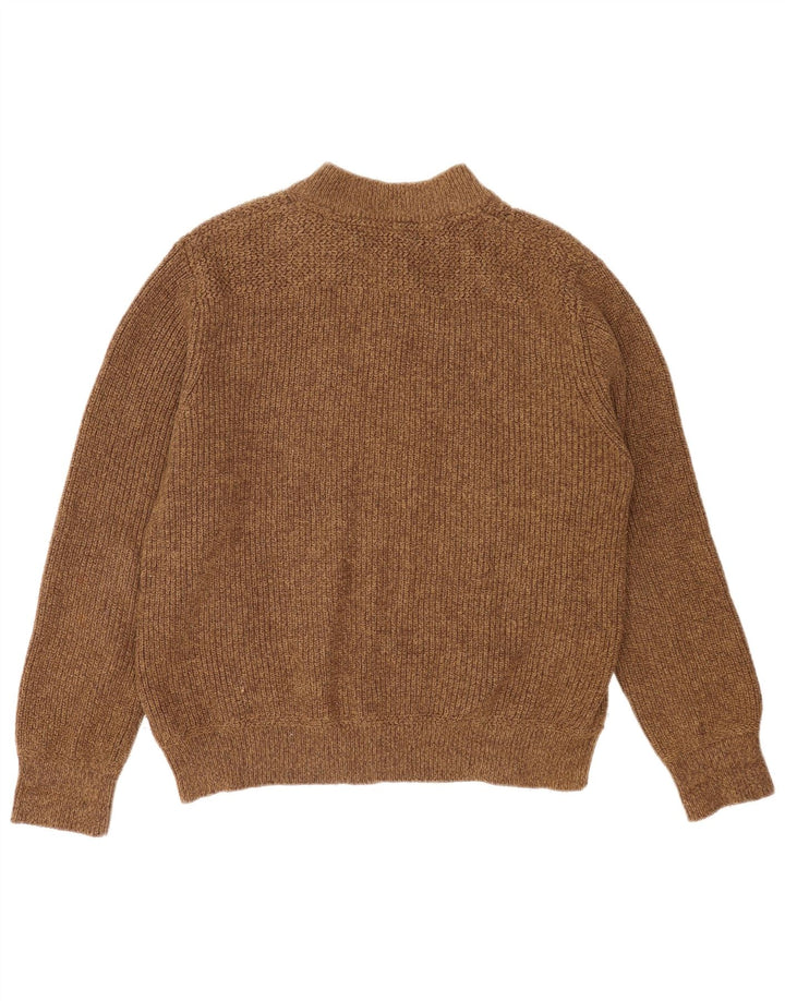 Suéter masculino Eddie Bauer com gola e botão, marrom médio manchado