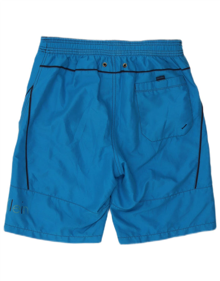 Shorts de natação masculino Calvin Klein gráfico pequeno azul poliéster