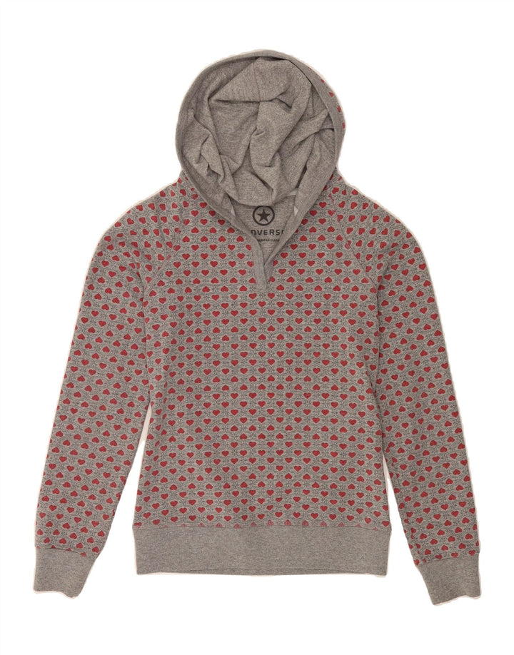 CONVERSE Womens Hoodie Jumper UK 10 Small Grey Spotted Cotton Vintage Converse and Second-Hand Converse from Messina Hembry 