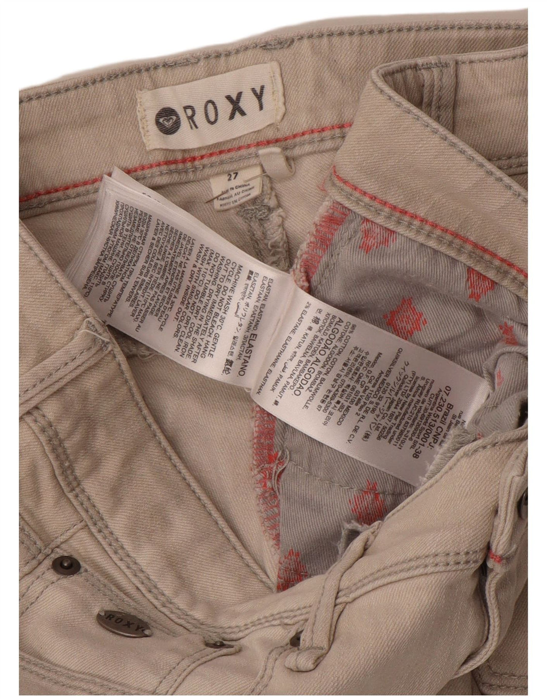ROXY Jeans Skinny Feminino W27 L27 Algodão Cinza