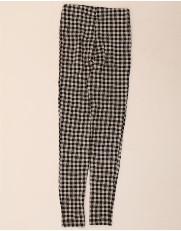 Zara Womens Skinny Casual Trousers XS W24 L28 Black Gingham Polyester
