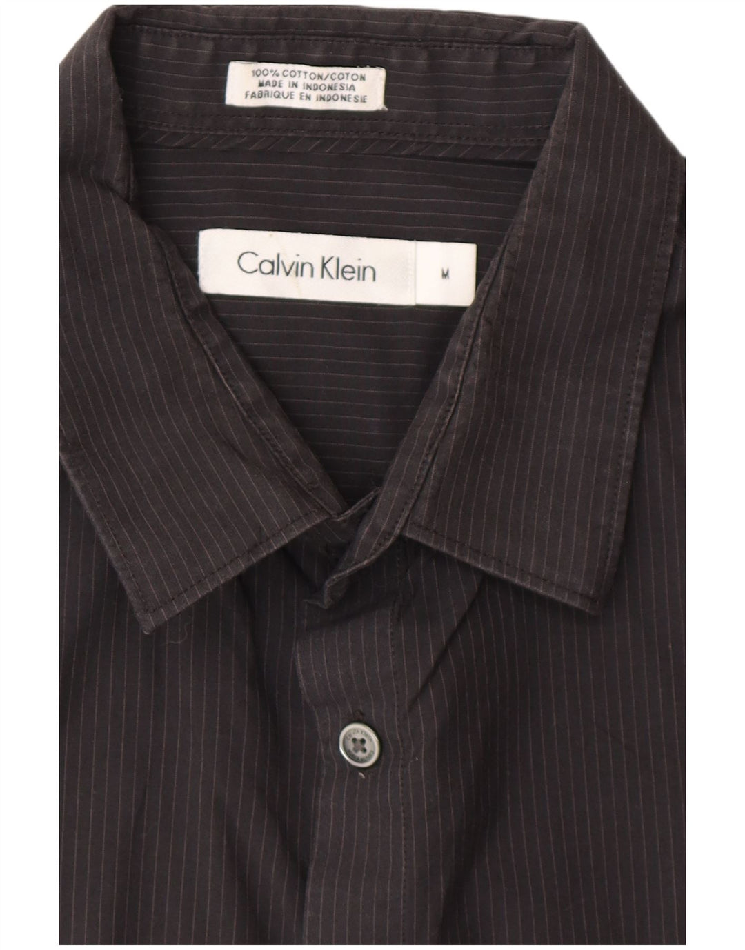 Camisa masculina CALVIN KLEIN de algodão listrado preto médio