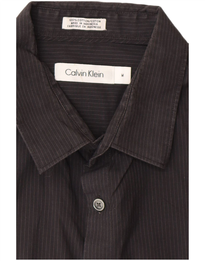 Camisa masculina CALVIN KLEIN de algodão listrado preto médio