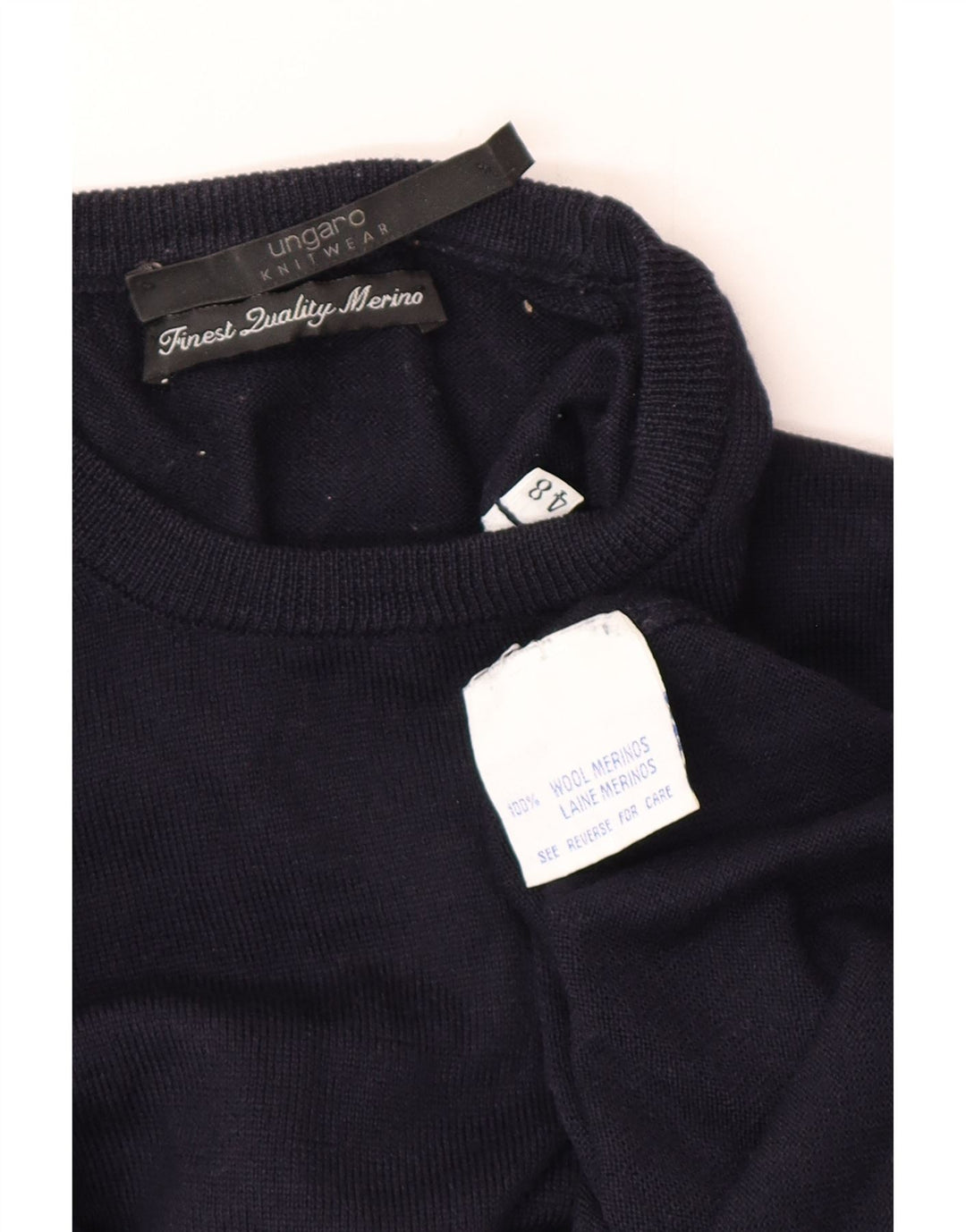 Suéter masculino Ungaro com gola redonda IT 48 pequeno de lã azul marinho