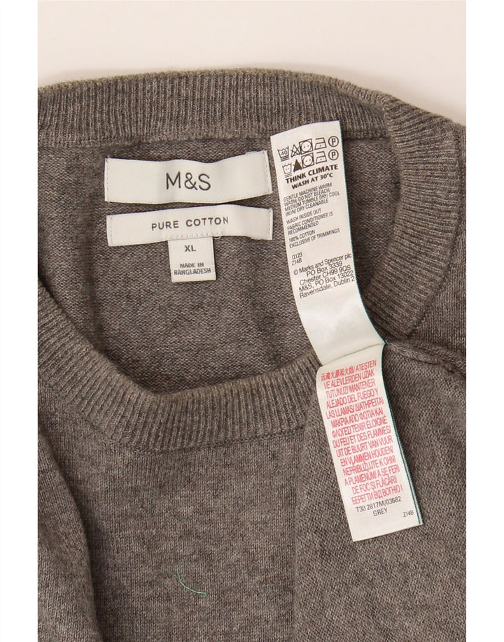 Suéter masculino Marks & Spencer com gola redonda XL algodão cinza