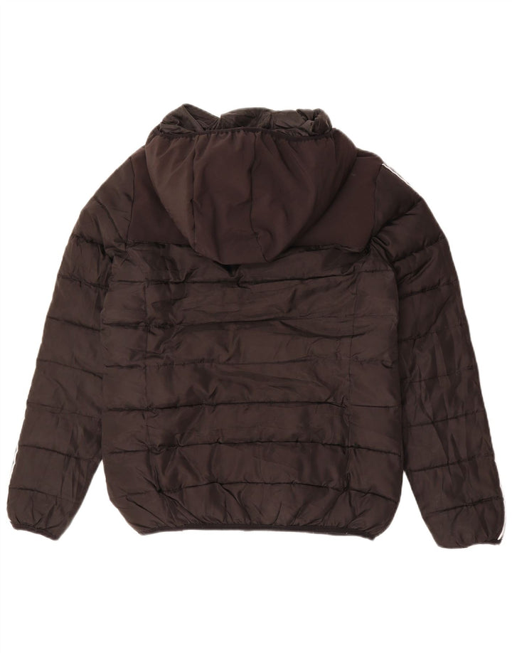 CHAMPION Mens Graphic Hooded Padded Jacket UK 36 Small Black Polyester