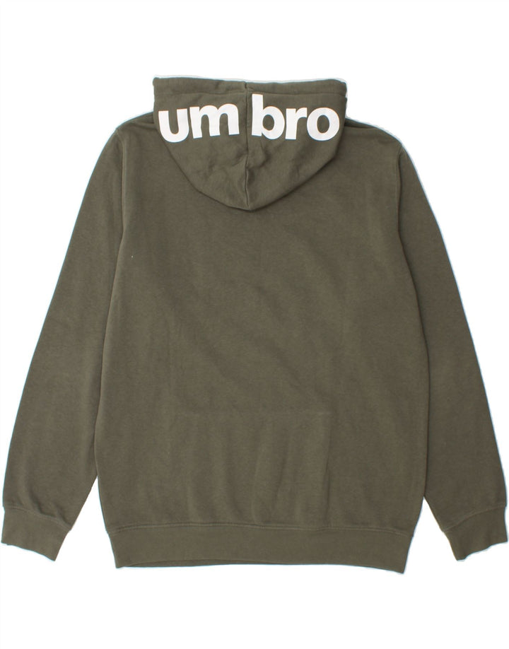 UMBRO Mens Graphic Hoodie Jumper Large Khaki Cotton Vintage Umbro and Second-Hand Umbro from Messina Hembry 