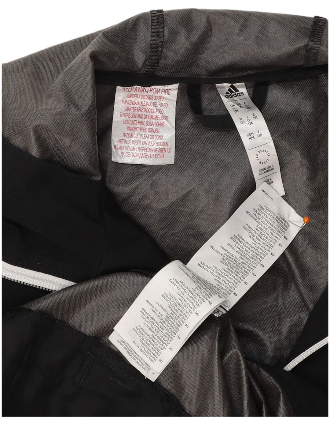 Jaqueta de chuva com capuz ADIDAS Boys Ancona Graphic 11-12 anos preto poliéster