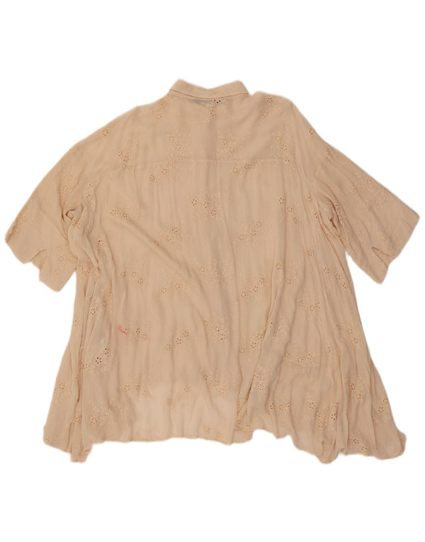 Blusa feminina Zara manga curta oversized Reino Unido 14 médio bege floral