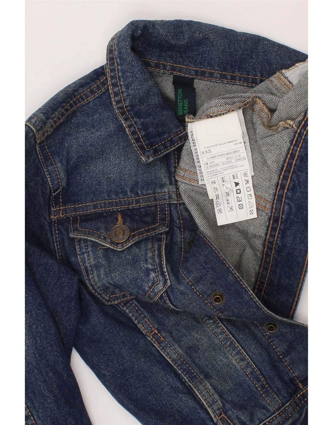 Jaqueta jeans Benetton Boys 3-4 Anos 2XS Azul Algodão