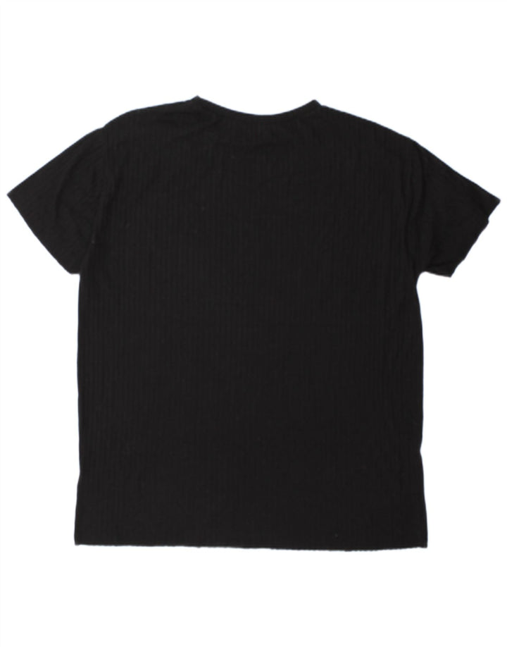 Camiseta feminina grande Zara UK 14 poliéster preto médio