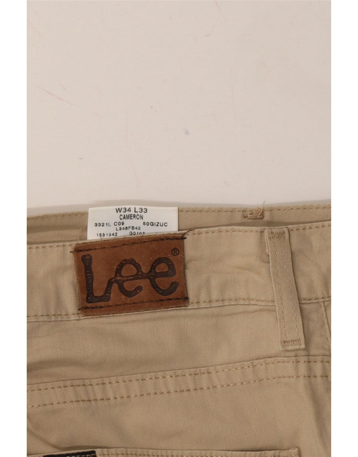LEE Womens Cameron Straight Casual Trousers W34 L28 Beige Cotton Vintage Lee and Second-Hand Lee from Messina Hembry 