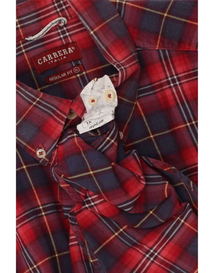 Camisa masculina de flanela Carrera Regular Fit XL algodão xadrez vermelho