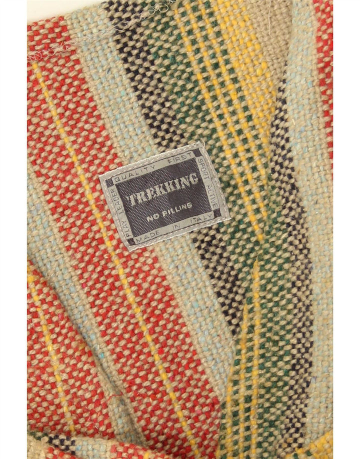 Colete masculino vintage grande acrílico listrado multicolorido