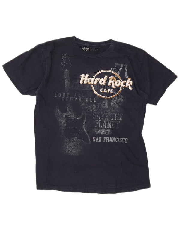 Camiseta gráfica masculina Hard Rock Cafe San Francisco Top médio algodão preto