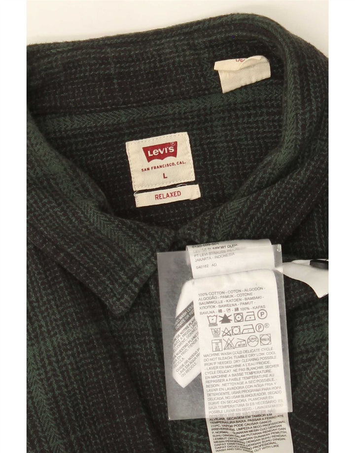 Camisa masculina de flanela relaxada Levi's grande algodão xadrez verde