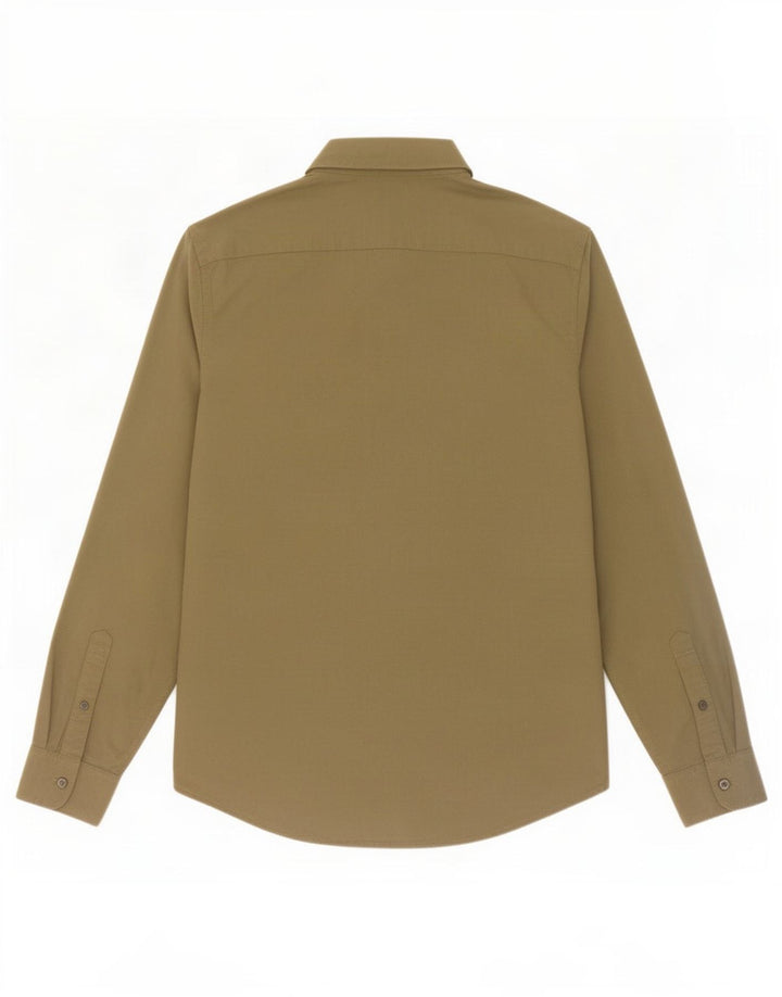 Camisa masculina Abercrombie & Fitch de algodão cáqui médio