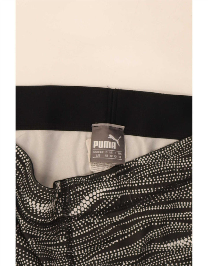 Puma Womens Capri Leggings UK 14 Médio Preto Listrado Poliéster