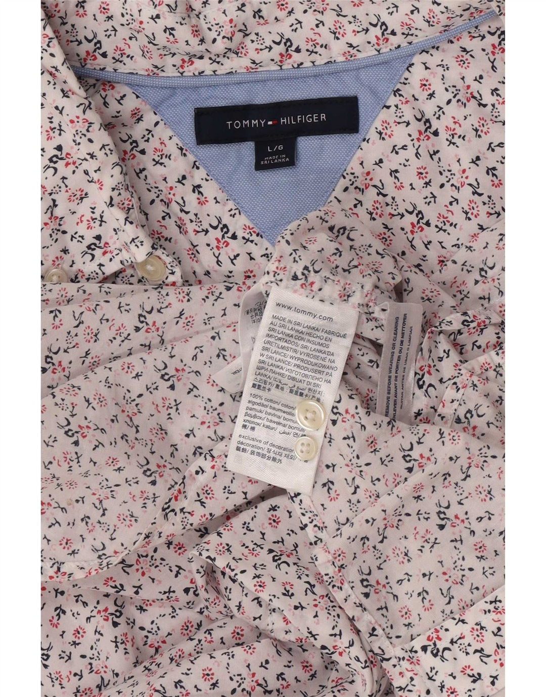 Camisa masculina Tommy Hilfiger grande algodão floral branco