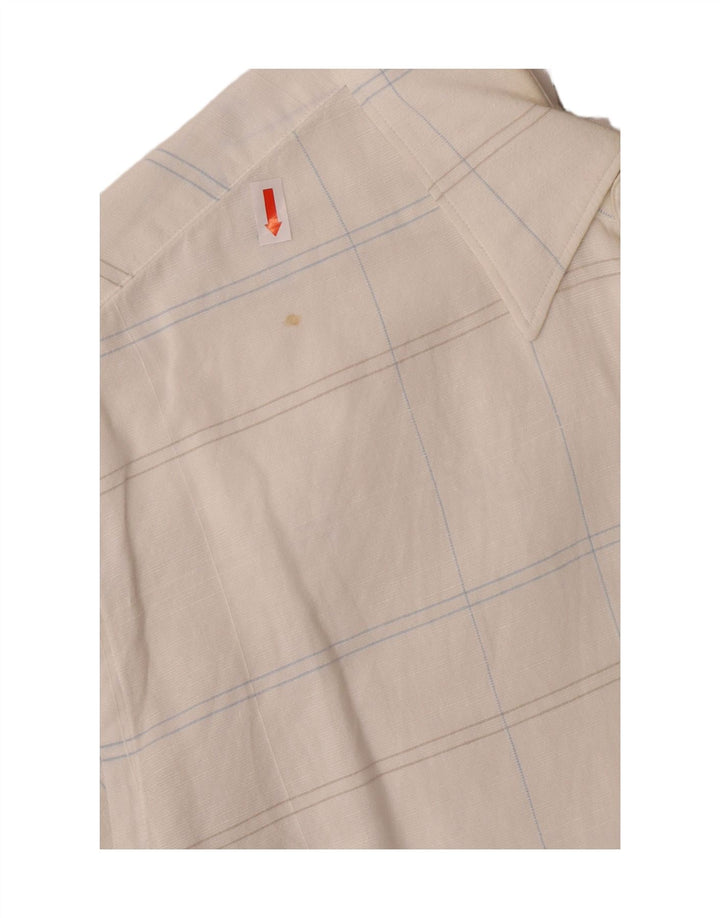 Camisa xadrez masculina Trussardi de algodão xadrez branco médio