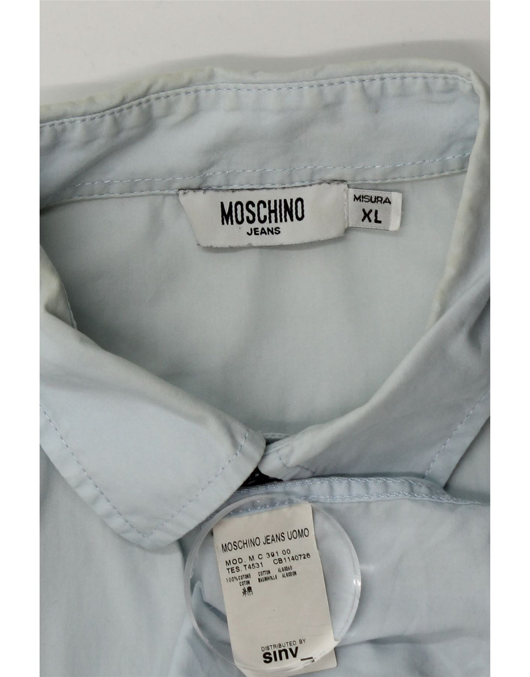 Camisa masculina Moschino XL azul algodão