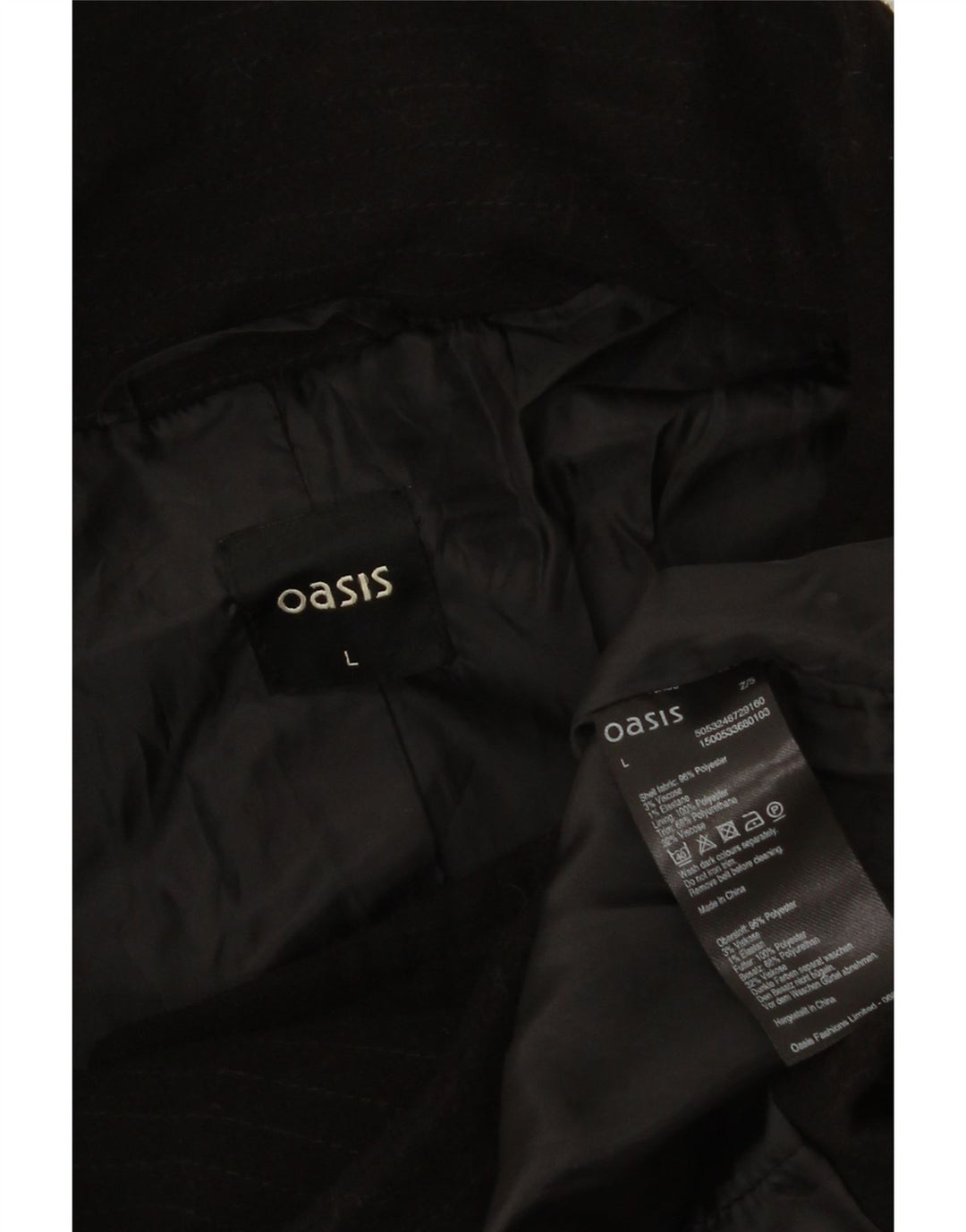 Sobretudo feminino Oasis UK 16 grande poliéster preto