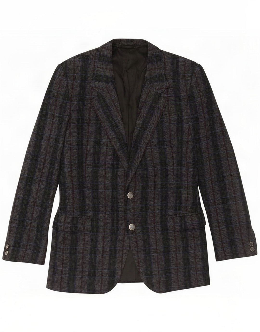 Jaqueta Blazer masculina de 2 botões Marzotto Reino Unido 38 xadrez cinza médio