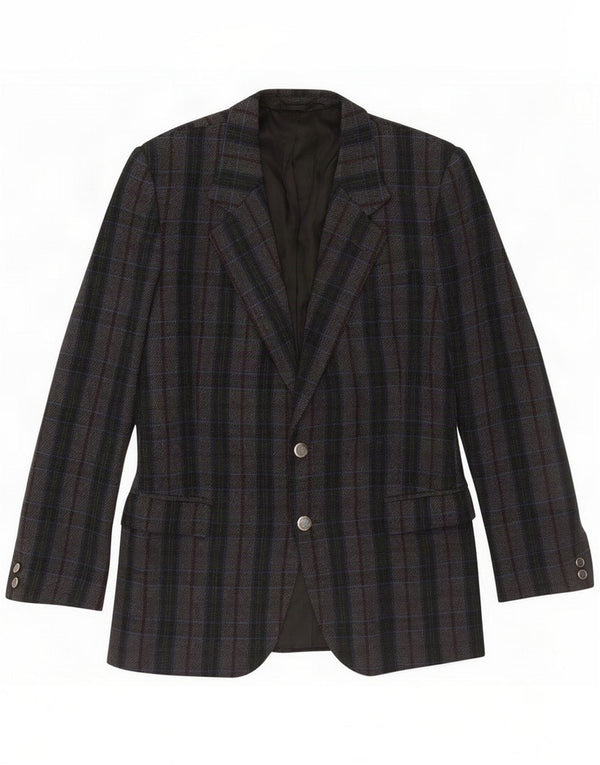 Jaqueta Blazer masculina de 2 botões Marzotto Reino Unido 38 xadrez cinza médio