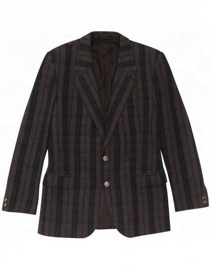 Jaqueta Blazer masculina de 2 botões Marzotto Reino Unido 38 xadrez cinza médio