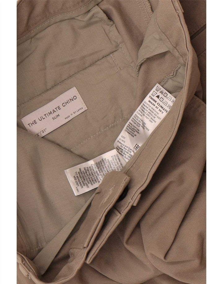 Calça Chino Masculina Slim Marks & Spencer W32 L31 Algodão Cinza