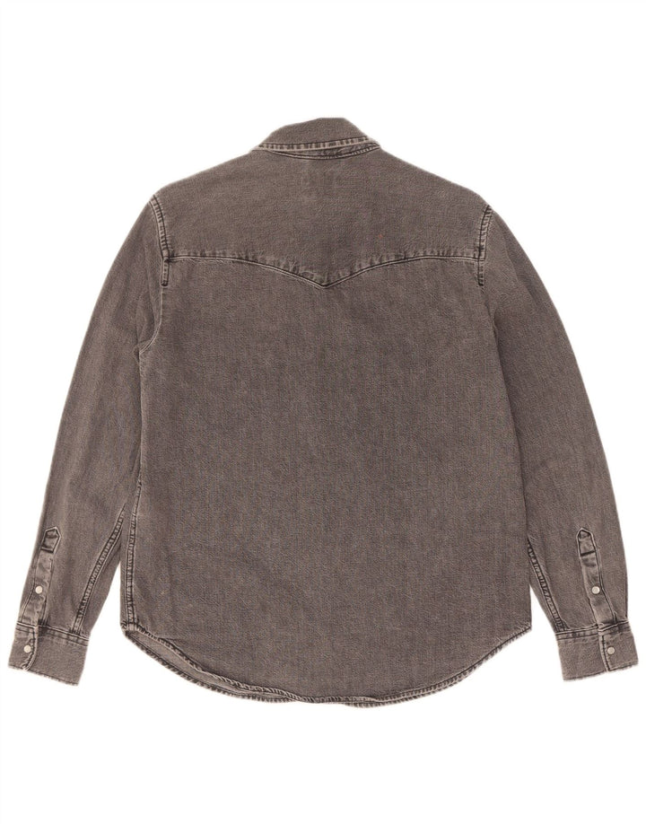 Camisa jeans feminina Levi's UK 14 algodão cinza médio