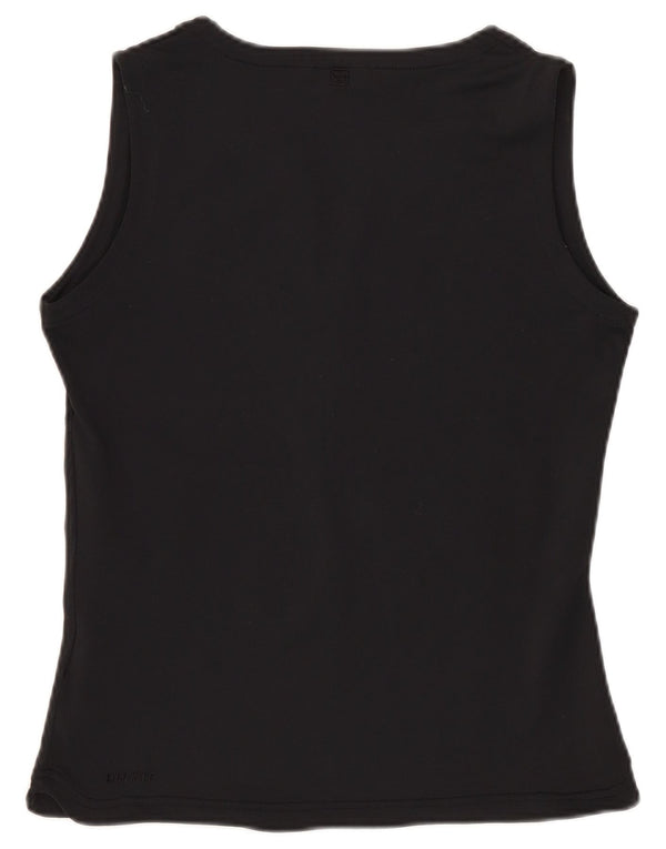 Nike Womens Dri Fit Crop Vest Top UK 10/12 Médio Preto Listrado Poliéster