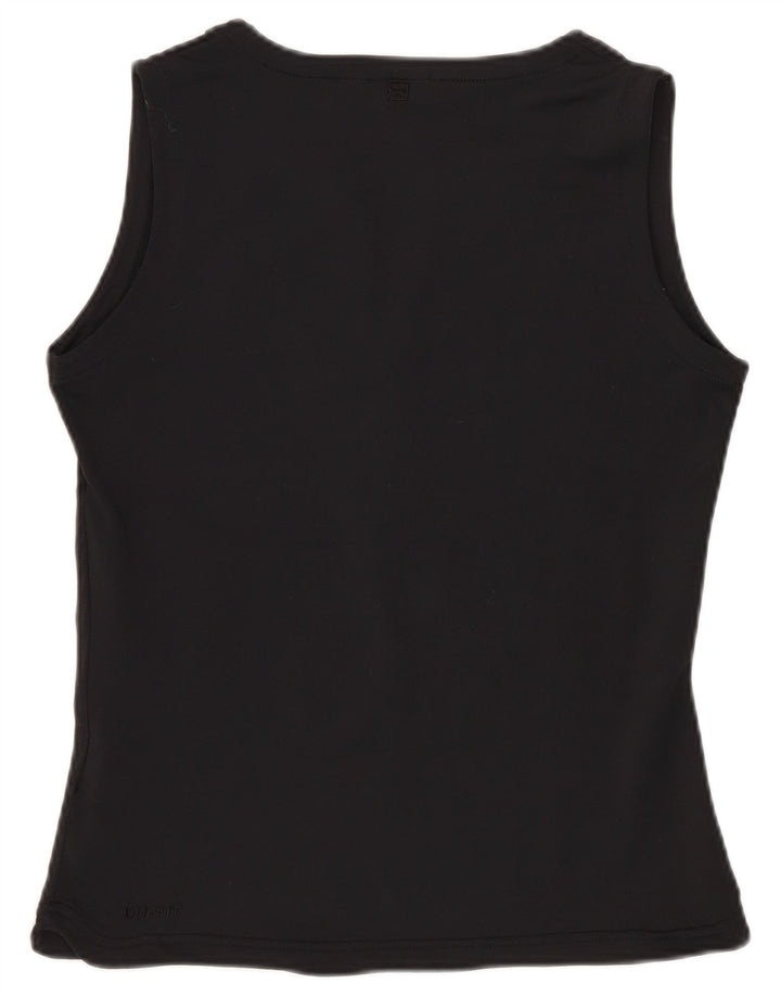 Nike Womens Dri Fit Crop Vest Top UK 10/12 Médio Preto Listrado Poliéster