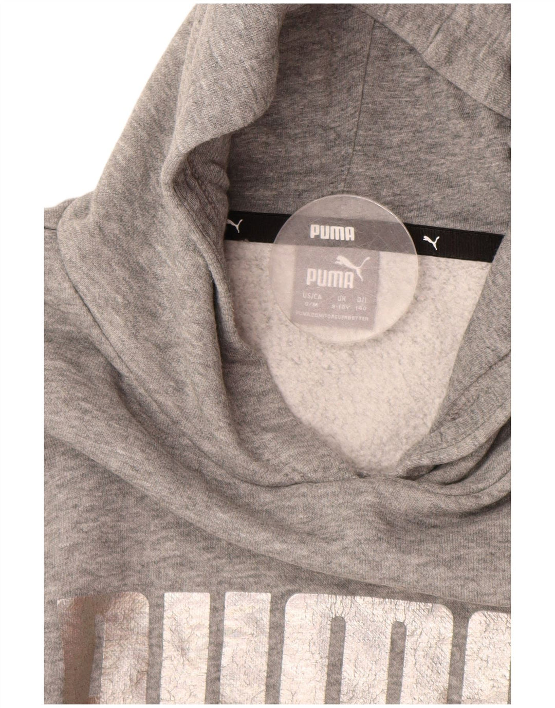 Suéter PUMA feminino com capuz e estampa gráfica 9-10 anos algodão cinza