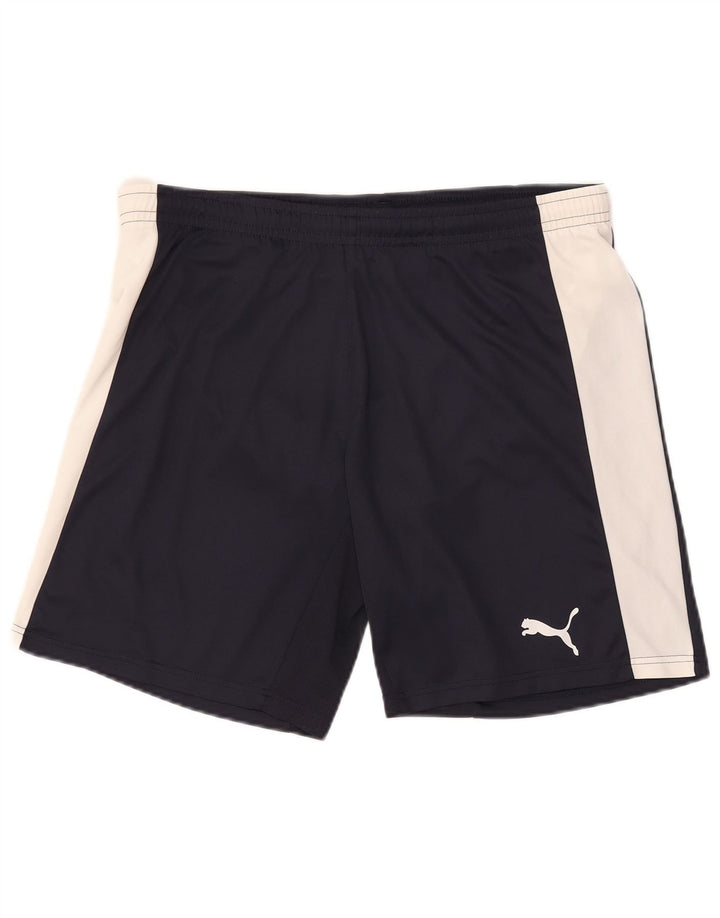 Shorts esportivos masculinos Puma médio azul marinho colorblock poliéster