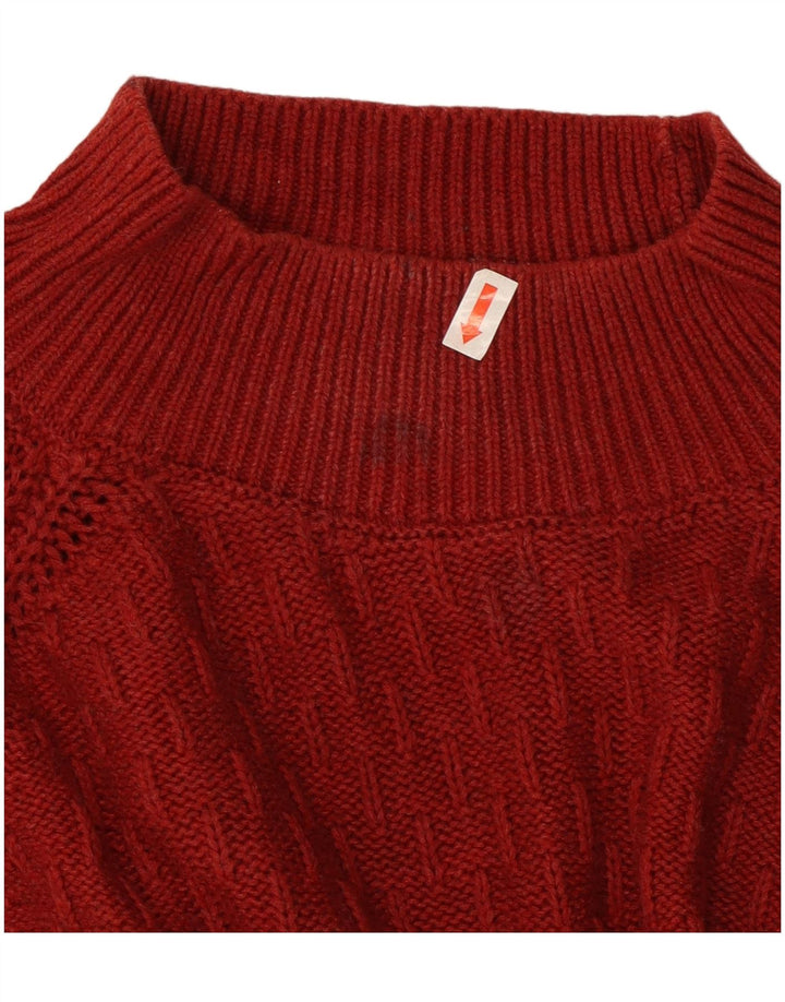 Suéter feminino Fat Face solto com gola tartaruga Reino Unido 12 vermelho médio
