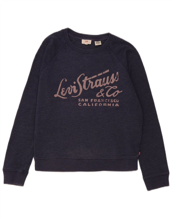 Suéter de moletom feminino oversized Levi's Reino Unido 10 pequeno azul marinho