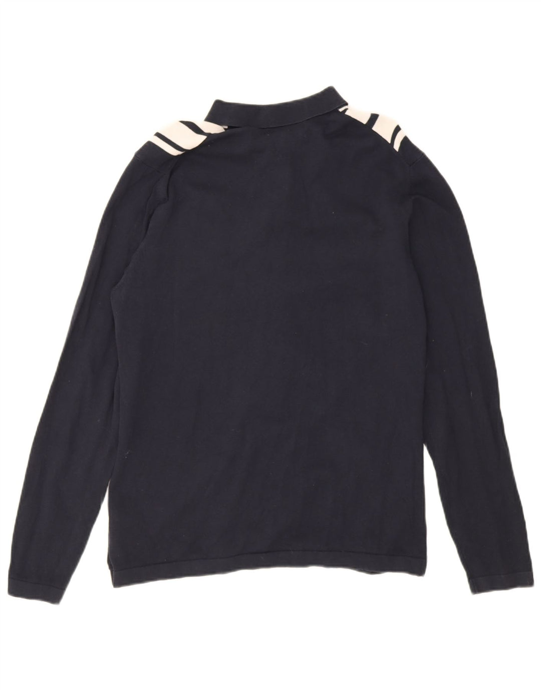 Suéter cardigã masculino Marks & Spencer médio listrado azul marinho de algodão