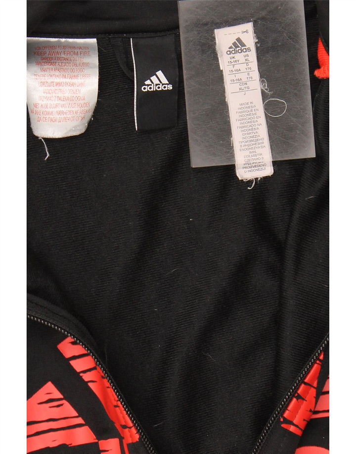 Casaco de treino gráfico Adidas para meninas 15-16 anos preto poliéster