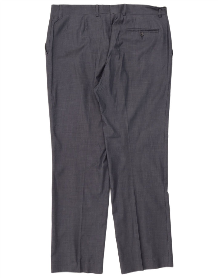 Calça masculina reta Zara W44 L31 lã azul marinho