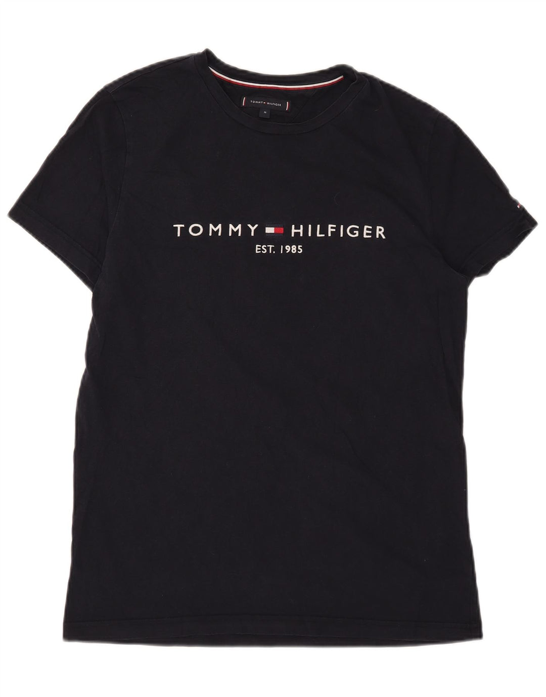 Camiseta masculina Tommy Hilfiger Slim Fit gráfica top médio azul marinho