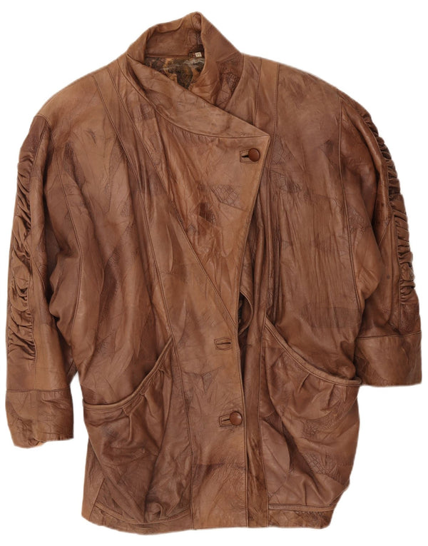 Casaco de couro oversized feminino vintage EU 44 XL marrom