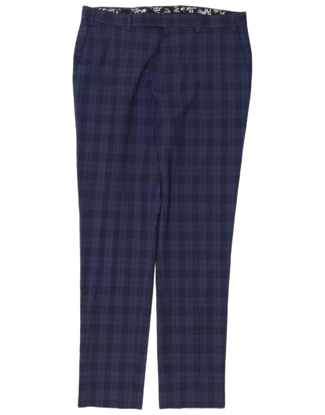Calça skinny masculina Marks & Spencer W36 L33 poliéster xadrez azul marinho