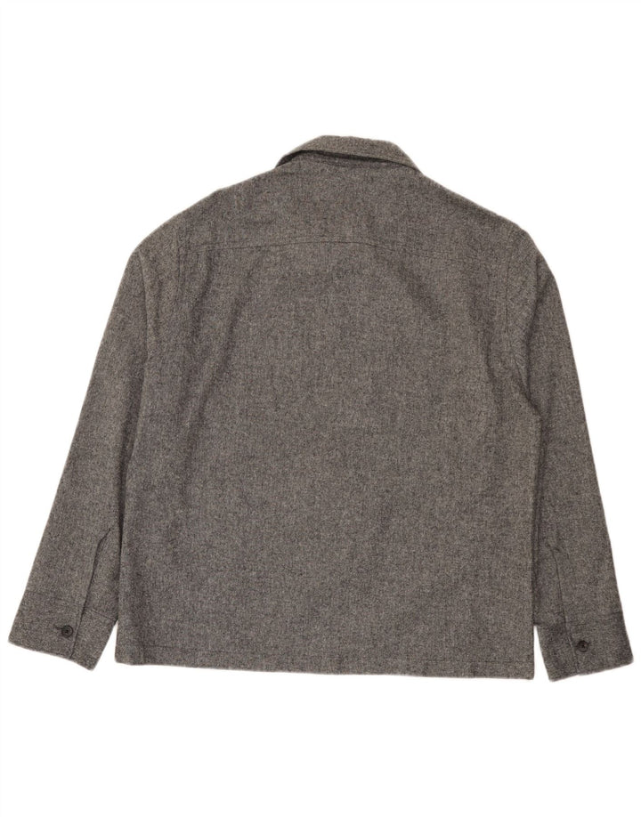 Camisa masculina Zara Overshirt cinza médio acrílico