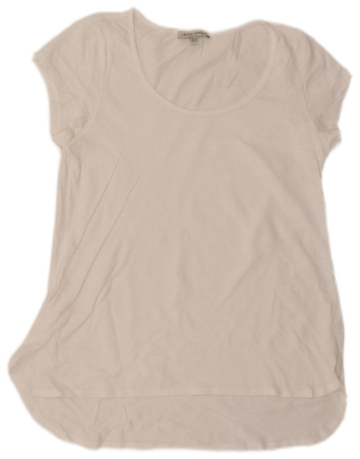 Túnica feminina Laura Ashley Reino Unido 14 grande algodão branco