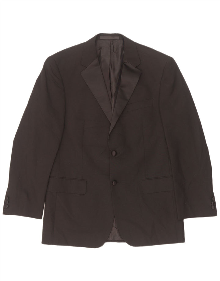 Jaqueta blazer masculina de 2 botões Marks & Spencer Reino Unido 38 poliéster preto médio