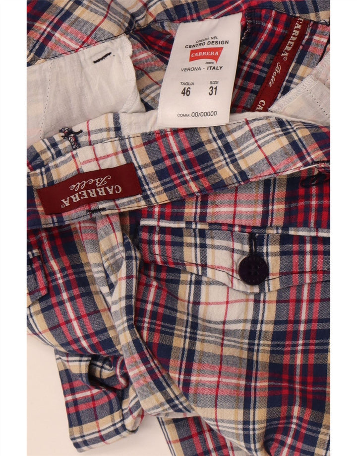 Shorts Chino feminino Carrera grande W31 algodão xadrez multicolorido