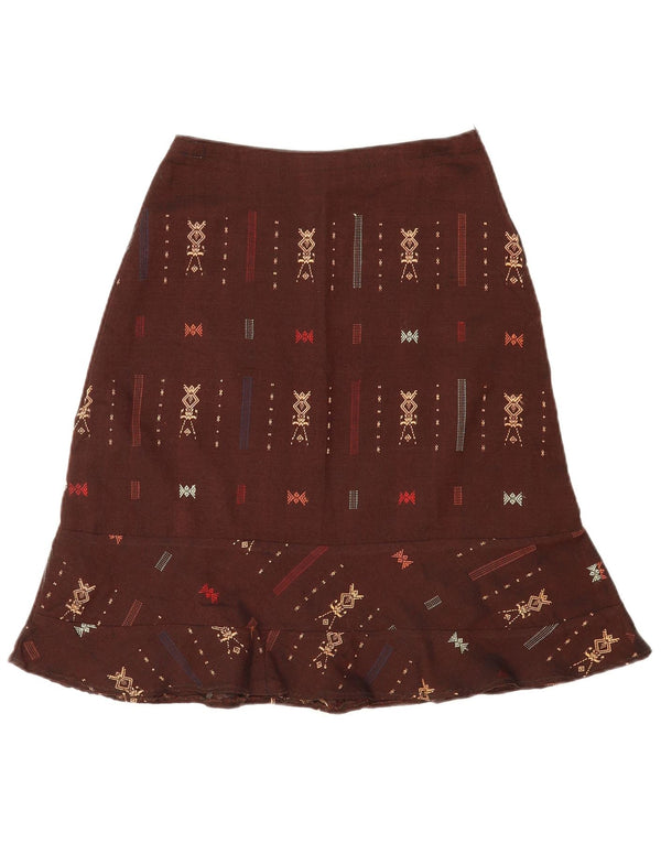 Saia vintage feminina linha A W23 XS marrom geométrico