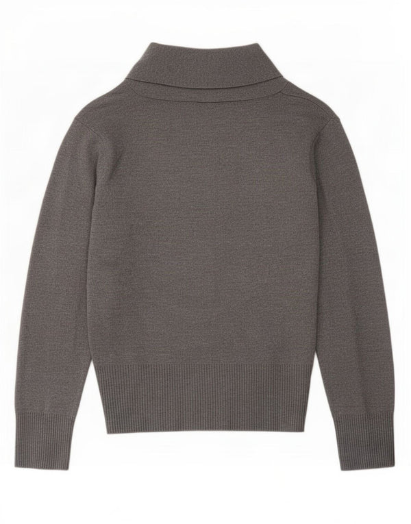 Suéter cardigã feminino Zara manga 3/4 com peito duplo Reino Unido 16 grande cinza