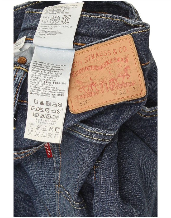 Levi's Masculino 511 Slim Jeans W32 L32 Azul Marinho Algodão